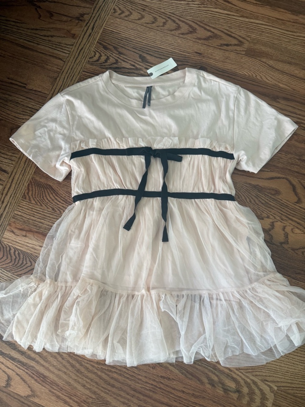 NWT By Anthropologie Tiered Bow Tulle T-Shirt Size M Medium $118 - Picture 4 of 5